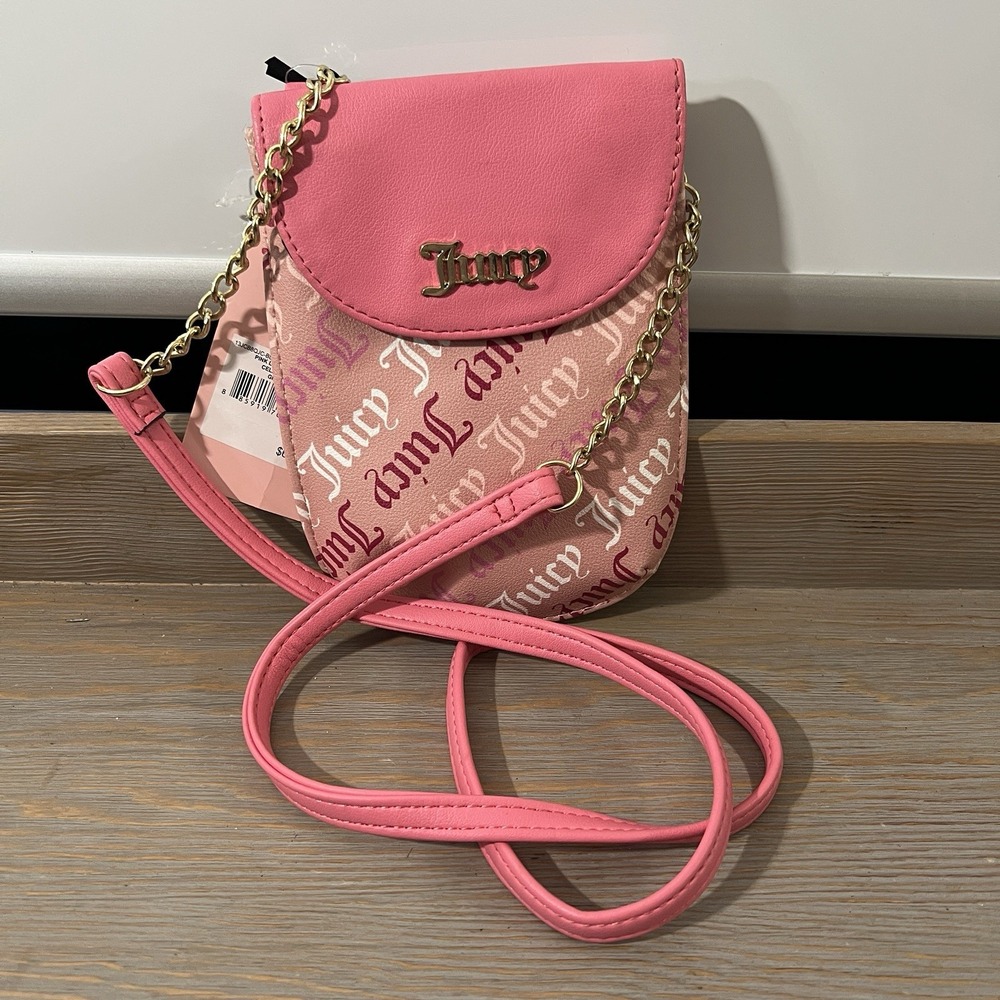 Juicy Couture Rose Light Pink Cross Body‎ Bag Purse Gold Accents RN108833 Logo